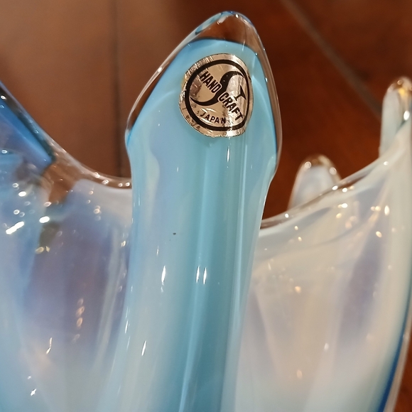 Elegant Blue and White Blown Glass Art Piece - Picture 8 of 8